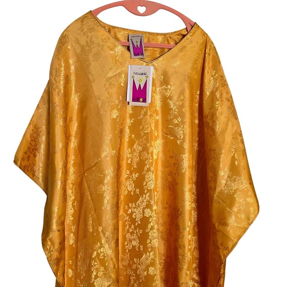 Anthony Mark Hankins Dresses & Skirts - Anthony Mark Hankins Gold Floral Jacquard Kaftan Maxi Drss V Nck Flowy Caftn NEW